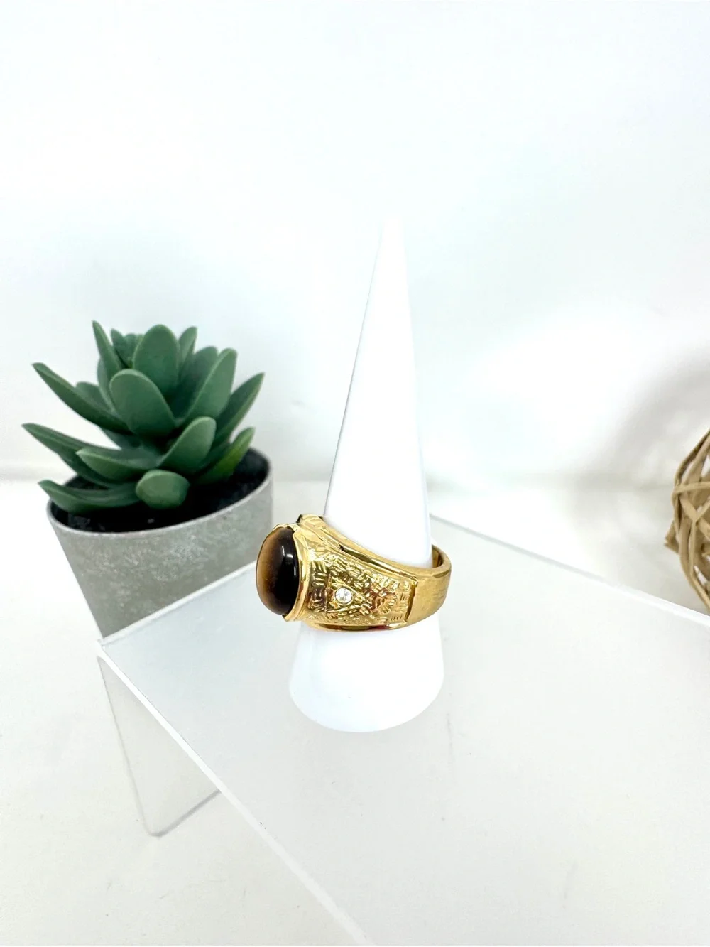Vintage 18K HGE Tiger's Eye Men's Statement Ring – NWT